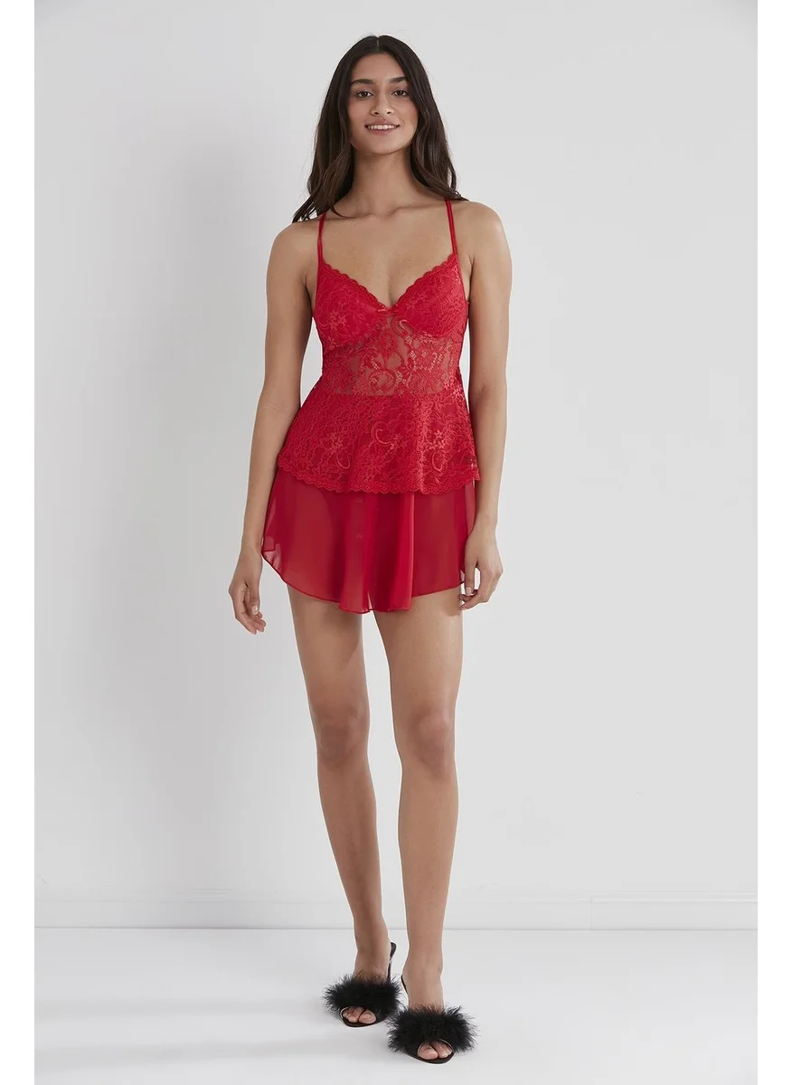 بيير كاردان Satin Lace Nightgown - 645