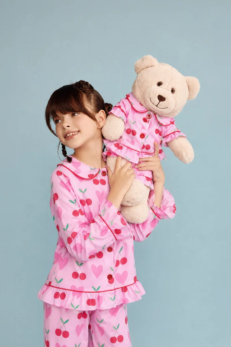 Luna Mia 'Ma' Cherie Pyjama Set With Matching Teddy Bear