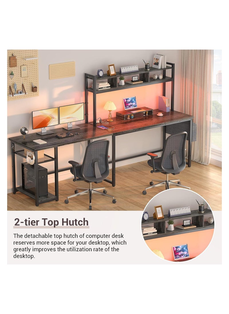 Royal Polar - Reversible L-Shaped Corner Computer Desks Gaming Desk with Storage Shelf & Monitor Stand, Modern Home Office Desk Writing Desk Modular Dombination Desk Shaped Desk with Power Outlet  LED Strip - Image 1