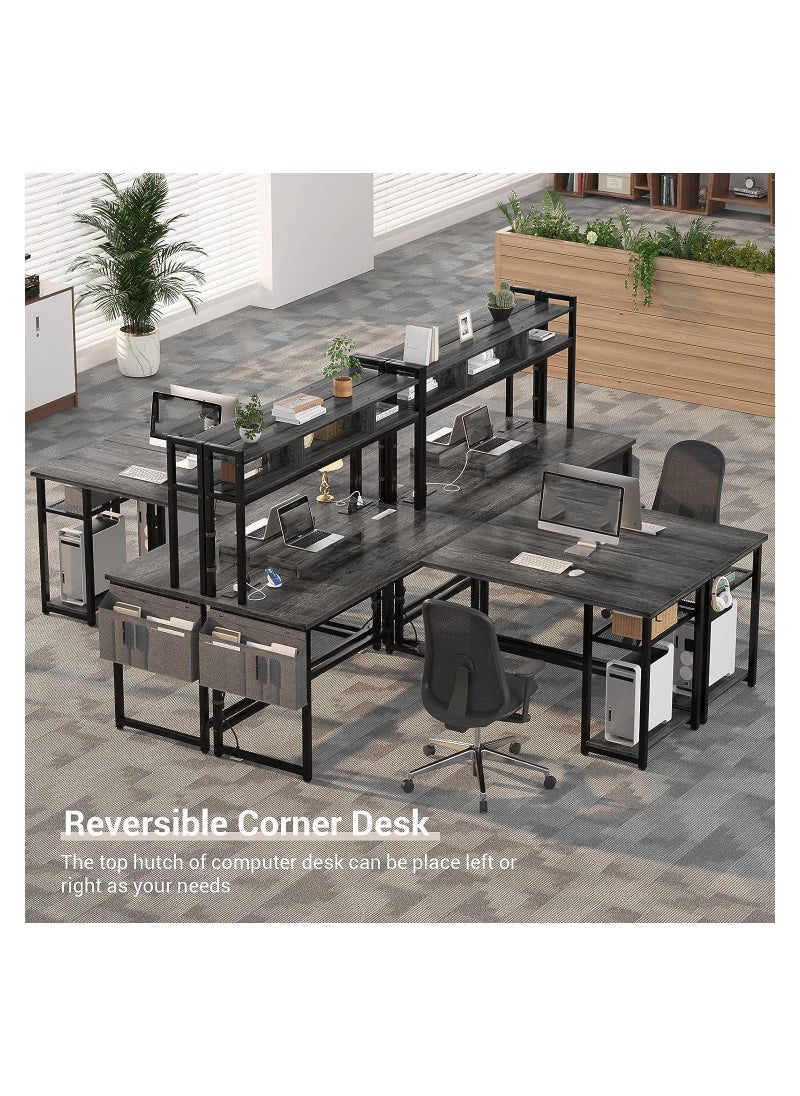 Royal Polar - Reversible L-Shaped Corner Computer Desks Gaming Desk with Storage Shelf & Monitor Stand, Modern Home Office Desk Writing Desk Modular Dombination Desk Shaped Desk with Power Outlet  LED Strip - Image 1