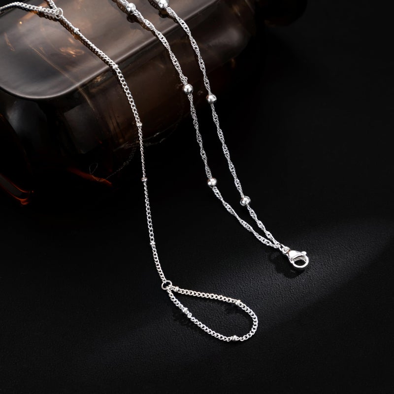 MBW Silver Hand Chain Bracelets for Women,Dainty 14k Plated Finger Ring Bracelet Hand Chain Layered Gold bead Bracelet for Non Tarnish Trendy Simple Jewelry for Women - Image 3