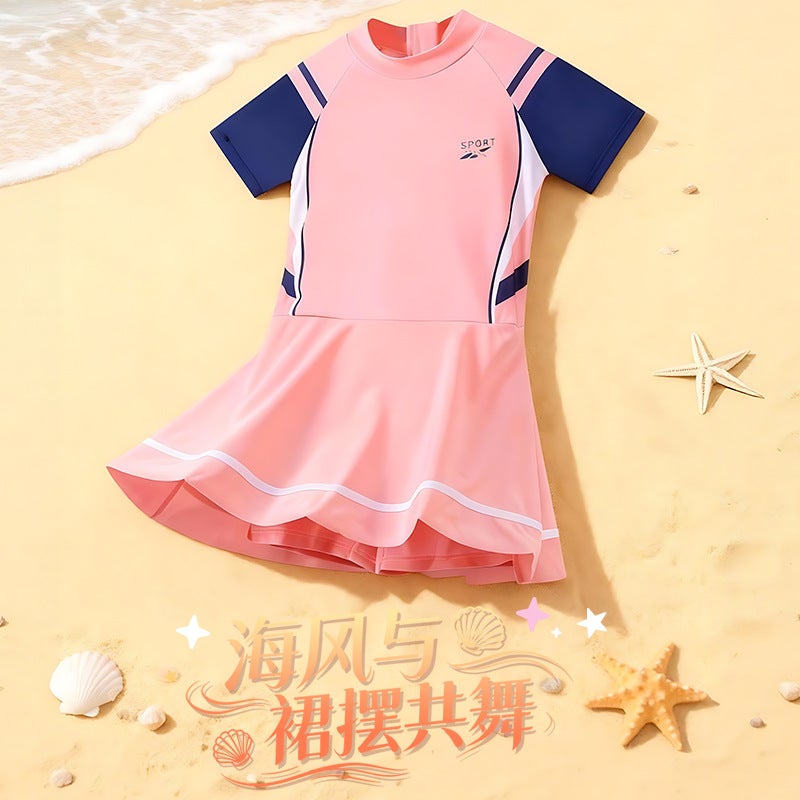 Children''s One-Piece Swimming Suit, Fashionable Dress, Fresh and Sweet, Cute, Beach Play, Sun Protection, Lightweight Swimsuit - Image 2