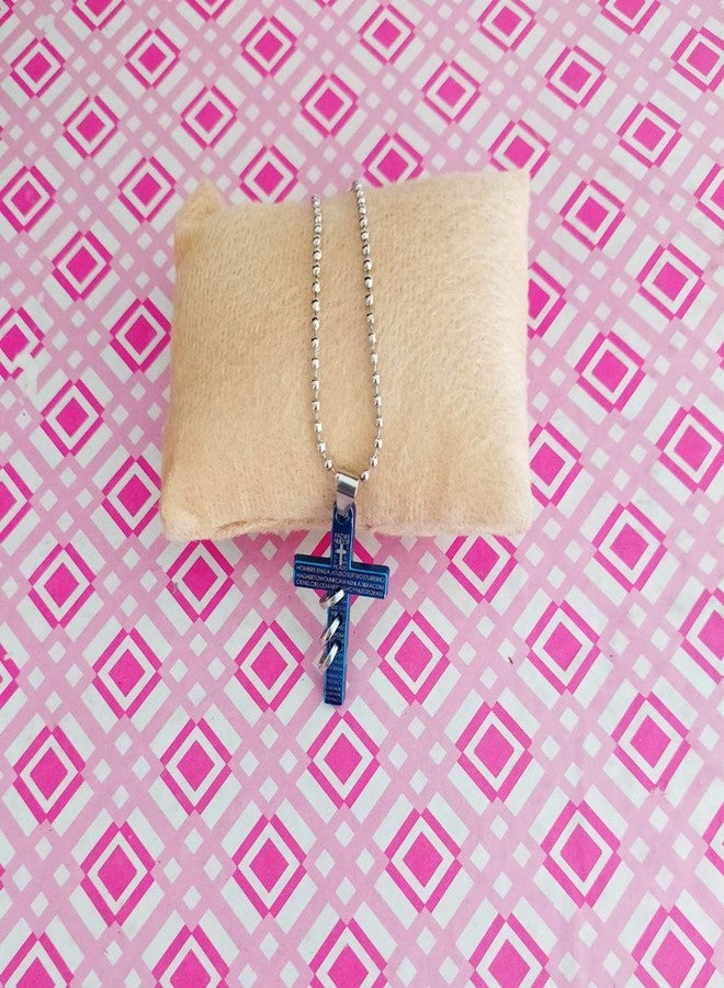 Sullery Christmas Gift Lord Holy Jesus Christ Crucifix Cross Locket Blue Stainless Steel 01 Necklace Pendant for Men and Women - Image 3