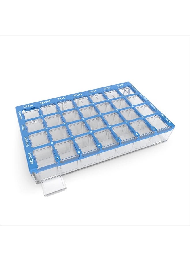 Ezy Dose Ezy Dose Weekly (7-Day) Pill Organizer, Vitamin and Medicine Box, Small Compartments with Easy Fill Tray, 4 Times a Day, Clear Lids, Color may vary, Assorted  - Image 1