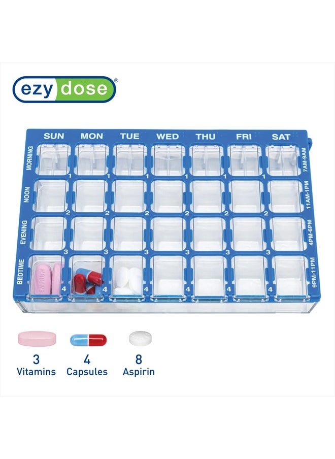 Ezy Dose Ezy Dose Weekly (7-Day) Pill Organizer, Vitamin and Medicine Box, Small Compartments with Easy Fill Tray, 4 Times a Day, Clear Lids, Color may vary, Assorted  - Image 3