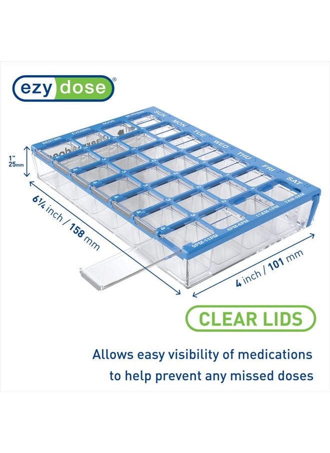Ezy Dose Ezy Dose Weekly (7-Day) Pill Organizer, Vitamin and Medicine Box, Small Compartments with Easy Fill Tray, 4 Times a Day, Clear Lids, Color may vary, Assorted  - Image 2