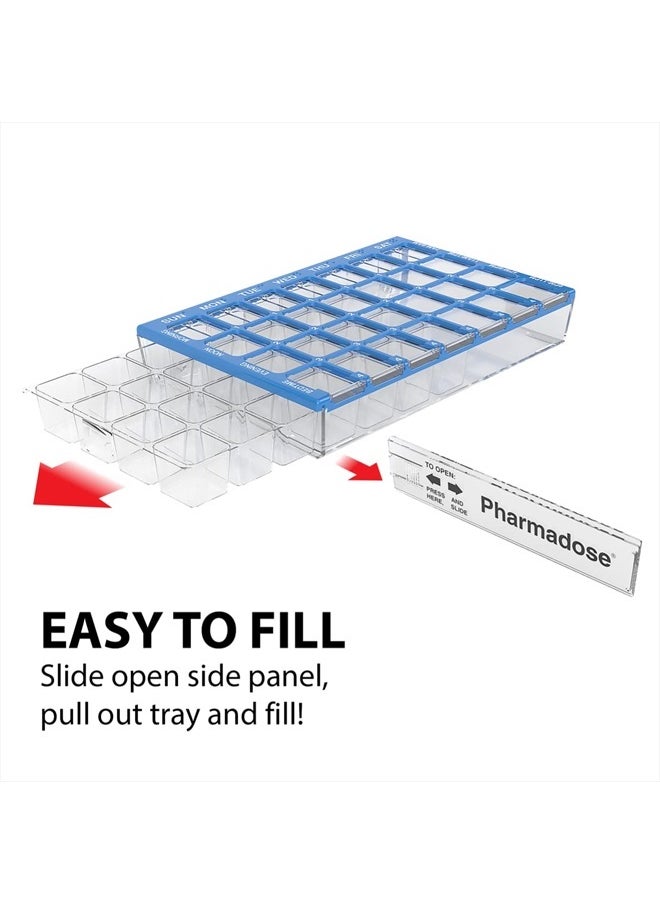 Ezy Dose Ezy Dose Weekly (7-Day) Pill Organizer, Vitamin and Medicine Box, Small Compartments with Easy Fill Tray, 4 Times a Day, Clear Lids, Color may vary, Assorted  - Image 5