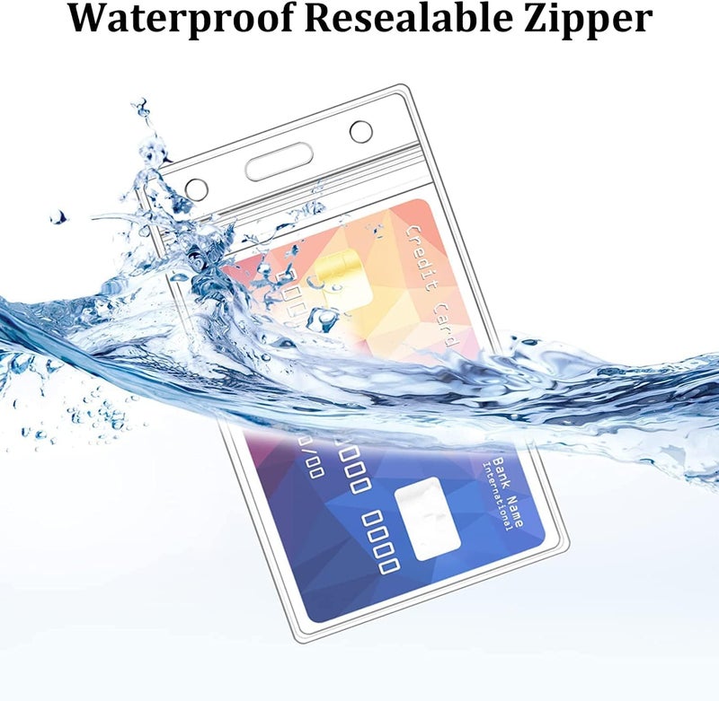 KENDANY 6 Pack Extra Thick ID Card Name Badge Holder Heavy Duty Waterproof Clear Plastic PVC Vertical Sleeve Pocket Resealable(Clear,)- - Image 5