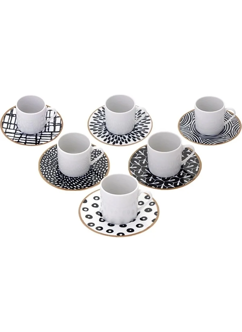 Porland Fractal Round Serving and Coffee Cup Set 18 Pieces for 6 Persons