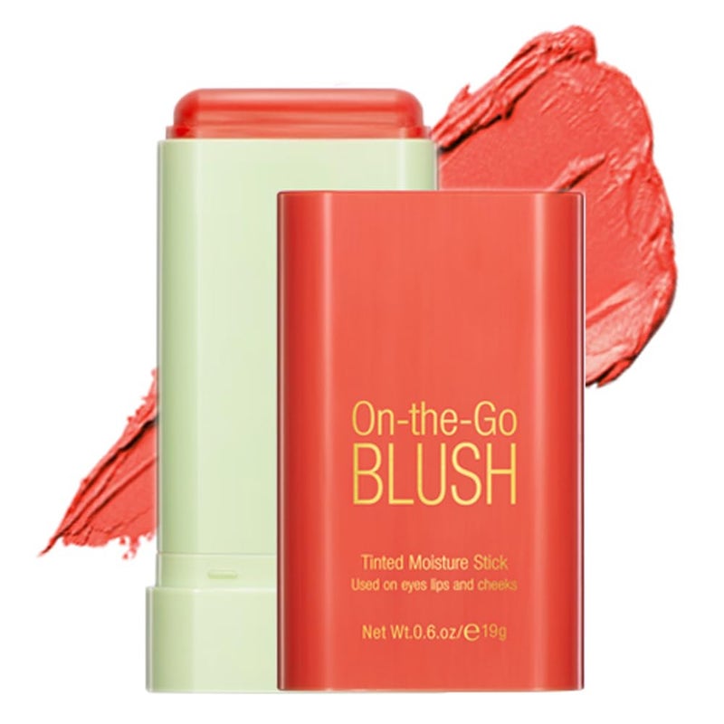 Mysense Mysense Orange Cream Blush Stick OntheGo Blush Multiuse Makeup Blush Stick for Cheeks Lips Eyes Solid Moisturizer Stick Blush Makeup Natural Matte Finish Waterproof LongLasting 03 Coral Orange 