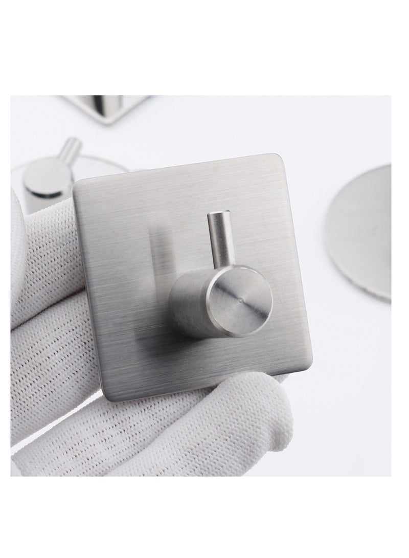 Wall Hooks Heavy Duty 8 Pack Adhesive Hooks Stainless Steel Hangers Nail Free Utility Hooks, Self Adhesive Hooks for Hanging Clothes Towel Calendar Available For Bathroom Home Kitchen (Silver) - Image 4