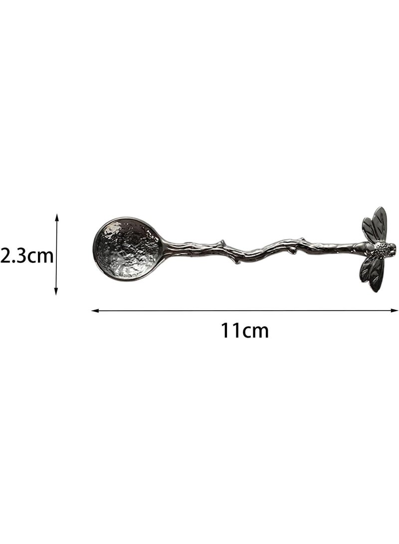 4 Pieces Vintage Gold Dragonfly Decorative Spoon Long Handle Dessert Tableware, Elegant Sugar Tea Coffee Stirring Bar Spoon Practical Kitchen Gadget for Daily Home and Cafe Dessert Serving - Image 2
