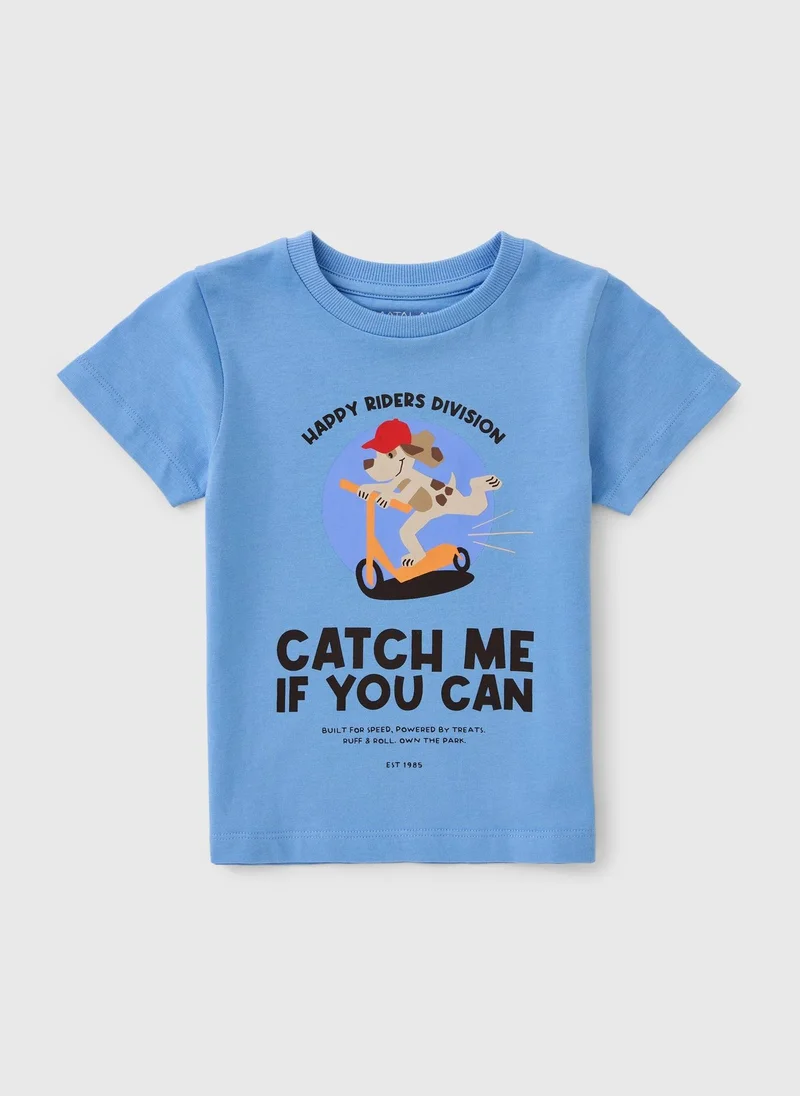ماتلان Boys Blue Skate Dog T-Shirt