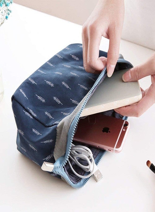 Moxtiza Polyester Cosmetic Bag, Make Up Bag, Water-Resistant Zipper Large Travel Makeup Organizer, Toiletry Pouch for Women, Portable Travel Makeup Bag for Girls(Combo)-Blue and Gray - Image 5