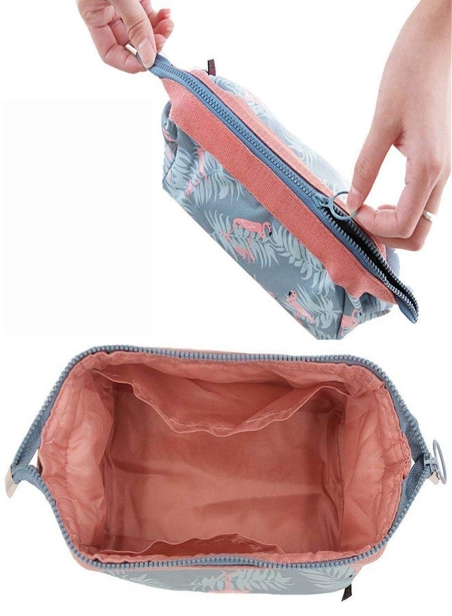 Moxtiza Polyester Cosmetic Bag, Make Up Bag, Water-Resistant Zipper Large Travel Makeup Organizer, Toiletry Pouch for Women, Portable Travel Makeup Bag for Girls(Combo)-Blue and Gray - Image 4