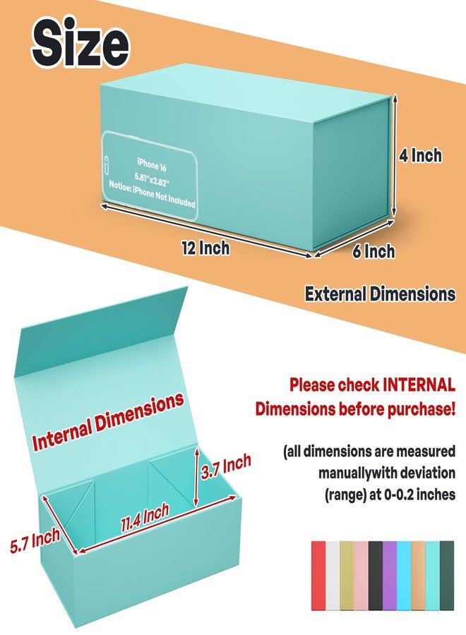 RYDDOY Green Gift Box, 12x6x4'' Gift boxes for Presents with Lids Magnetic Closure Rectangle Collapsible for bridesmaid Gifts Box, Wedding, Christmas Day and Birthday Party - Image 2