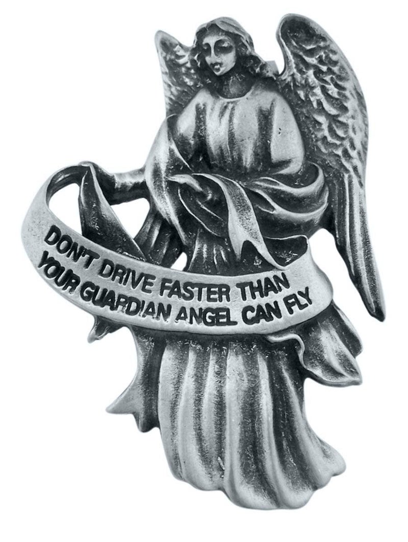 WJ Hirten Pewter Guardian Angel Visor Clip, 2 1/2 Inch - Don't Drive Faster - Image 4