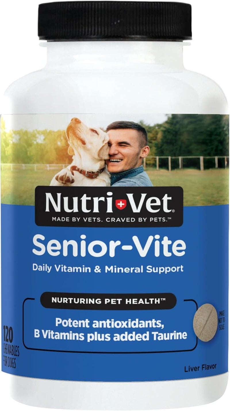nutri vet Nutri-Vet Senior-Vite Chewables for Dogs - Daily Vitamin and Mineral Support for Senior Dogs - 120 Count - Image 1