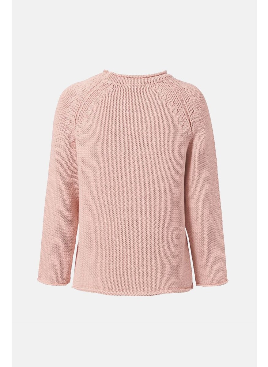 Tchibo Women Round Neck Textured Knit Sweater, Pink  - Image 2