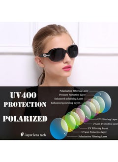 Joopin Trendy Butterfly Big Sunglasses For Women Oversized Jackie Sun Glasses Polarized Uv Protection Rectangle Shades For Women (Black + Black/Purple)  - Image 3