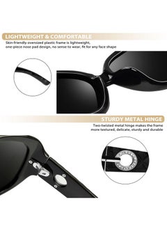Joopin Trendy Butterfly Big Sunglasses For Women Oversized Jackie Sun Glasses Polarized Uv Protection Rectangle Shades For Women (Black + Black/Purple)  - Image 5