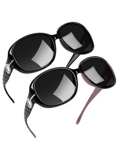 Joopin Trendy Butterfly Big Sunglasses For Women Oversized Jackie Sun Glasses Polarized Uv Protection Rectangle Shades For Women (Black + Black/Purple)  - Image 1