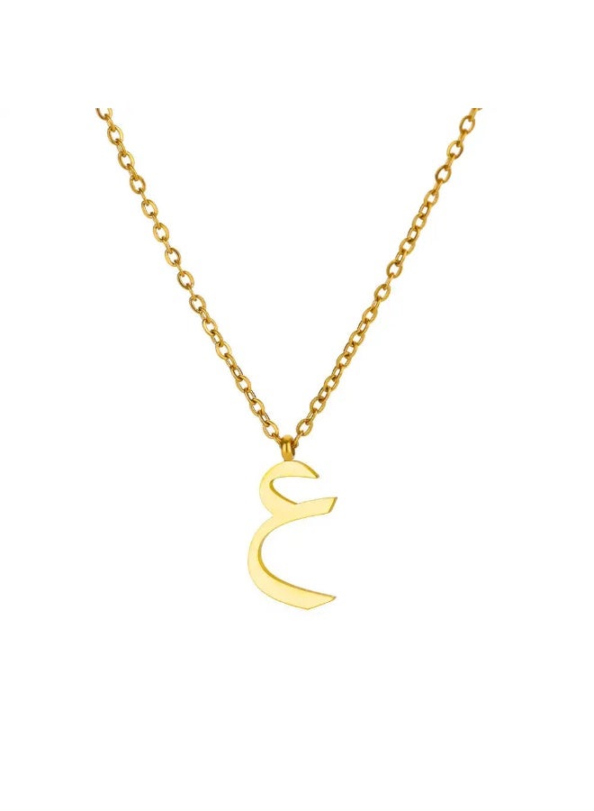 1PC Minimalist Personalized Arabic Letter Necklace – 18K Gold Plated Stainless Steel Chain, Tiny Arabic Alphabet Charm Jewelry Gift - Image 1