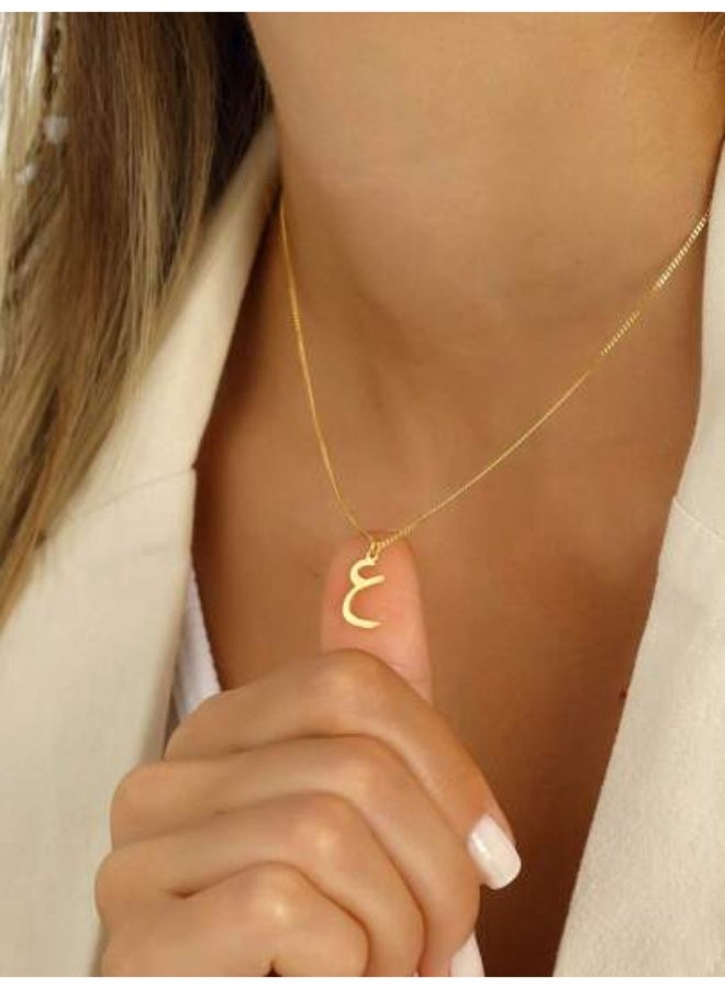 1PC Minimalist Personalized Arabic Letter Necklace – 18K Gold Plated Stainless Steel Chain, Tiny Arabic Alphabet Charm Jewelry Gift - Image 2