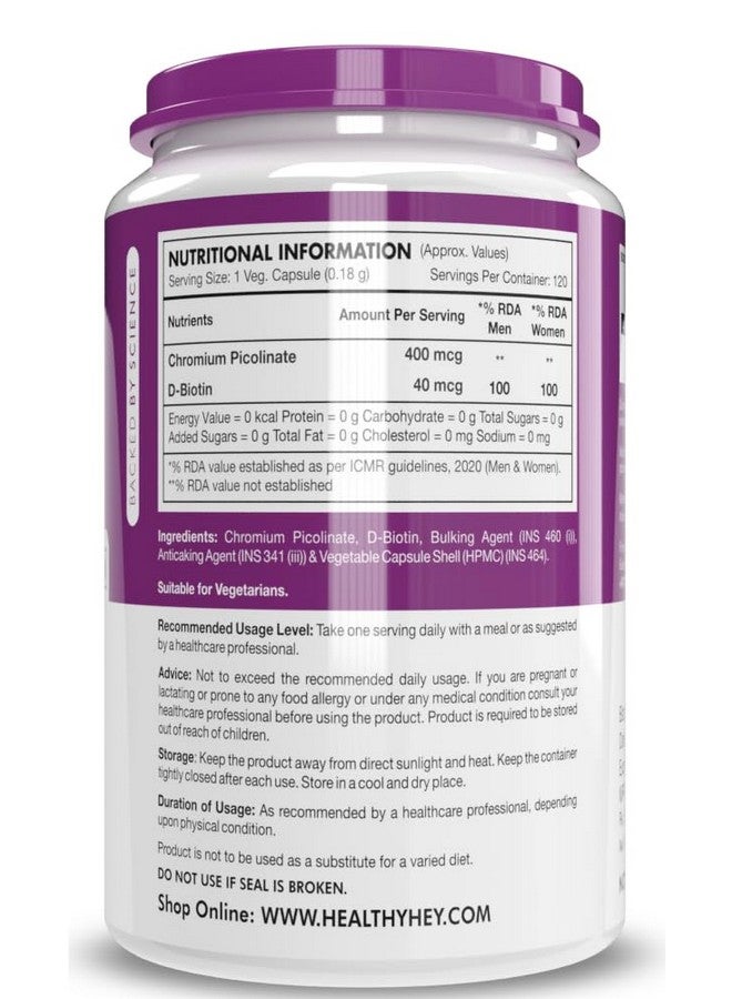 HealthyHey Nutrition HealthyHey Nutrition Chromium Picolinate -Support Glucose Metabolism (High Absorption) 120 Capsules, Non-GMO, Gluten Free  - Image 2