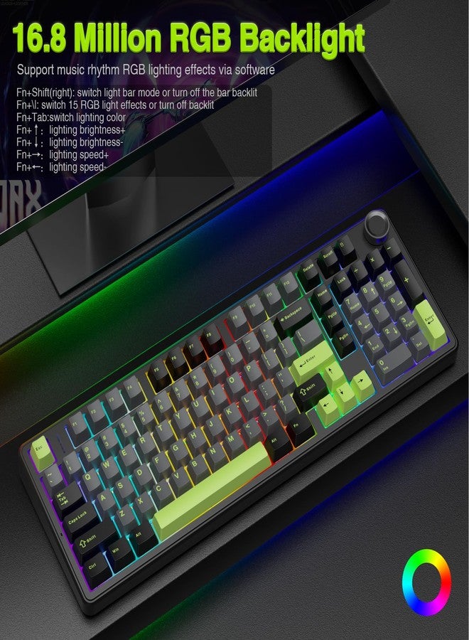 AULA F99 Pro Wireless Mechanical Keyboard with Knob,Tri-Mode BT5.0/USB-C/2.4GHz Hot Swappable Custom Keyboard,Pre-lubed Linear Switches,RGB Backlit Computer Gaming Keyboards (Renewed) - Image 4