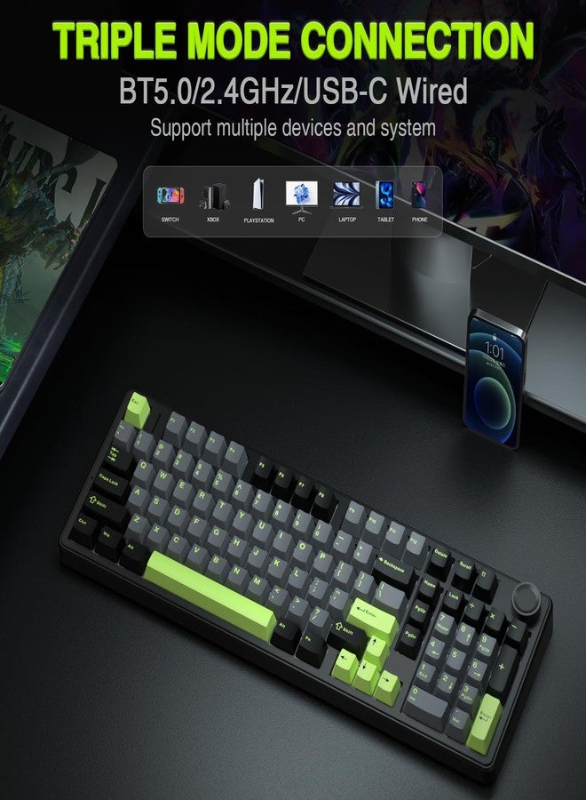 AULA F99 Pro Wireless Mechanical Keyboard with Knob,Tri-Mode BT5.0/USB-C/2.4GHz Hot Swappable Custom Keyboard,Pre-lubed Linear Switches,RGB Backlit Computer Gaming Keyboards (Renewed) - Image 3
