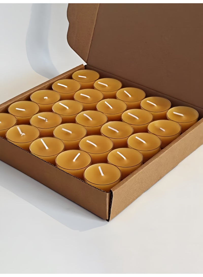 50 قطعة من شموع الشاي المصنوعة من شمع العسل الطبيعي، مدة احتراق تصل إلى 4 ساعات، بدون دخان وبدون رائحة، للديكور المنزلي والحفلات والمزيد - Image 5