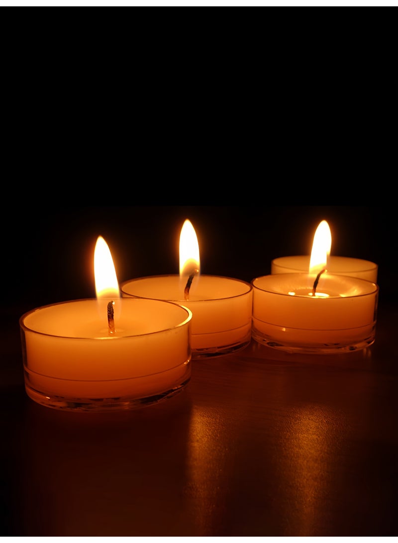 50 قطعة من شموع الشاي المصنوعة من شمع العسل الطبيعي، مدة احتراق تصل إلى 4 ساعات، بدون دخان وبدون رائحة، للديكور المنزلي والحفلات والمزيد - Image 2