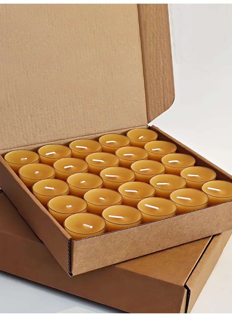 50 قطعة من شموع الشاي المصنوعة من شمع العسل الطبيعي، مدة احتراق تصل إلى 4 ساعات، بدون دخان وبدون رائحة، للديكور المنزلي والحفلات والمزيد - Image 3