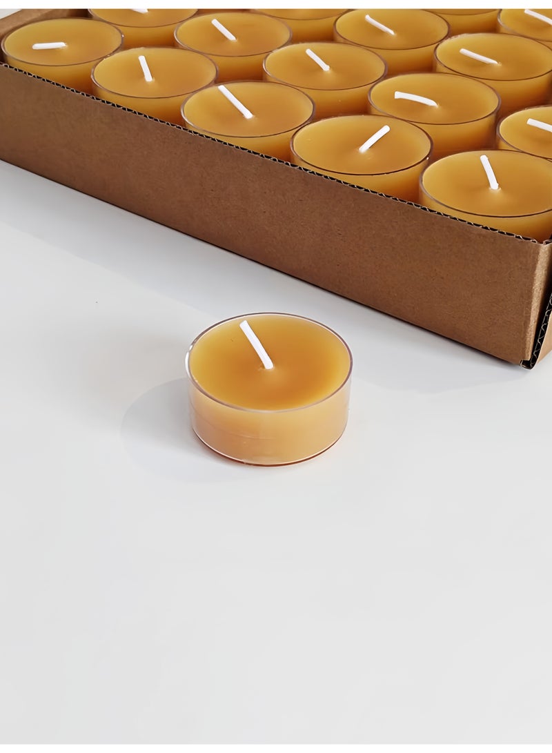 50 قطعة من شموع الشاي المصنوعة من شمع العسل الطبيعي، مدة احتراق تصل إلى 4 ساعات، بدون دخان وبدون رائحة، للديكور المنزلي والحفلات والمزيد - Image 4