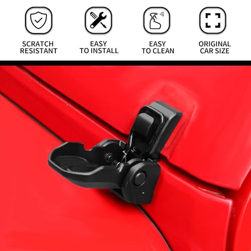 Hoolcar Hood Latches Hood Lock Catch Compatible with Jeep Wrangler JK JKU JL JLU & Jeep Gladiator JT 2007-2024, Black - Image 3