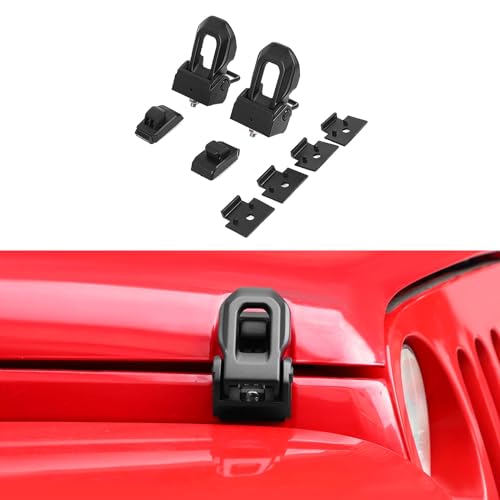 Hoolcar Hood Latches Hood Lock Catch Compatible with Jeep Wrangler JK JKU JL JLU & Jeep Gladiator JT 2007-2024, Black - Image 1