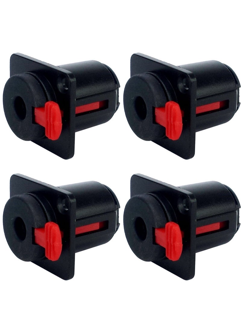 CESS CESS Black 1/4" Jacks TS and TRS Panel Mount Jack Locking Style D Series Size - 1/4 Inch Female Stereo and Mono/TRS and TS Audio Socket - 6.35mm Stereo and Mono Socket (4 Pack)  - Image 1