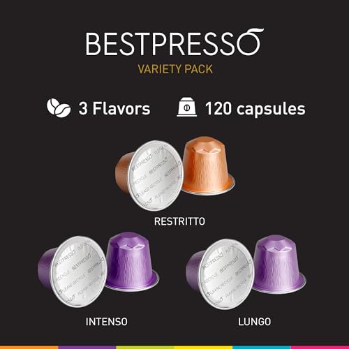 Bestpresso Coffee For Nespresso Original Machine 120 Aluminum Pods Certified Genuine Espresso Variety Pack Pods Compatible with Nespresso Original Intense Variety Pack - Image 5