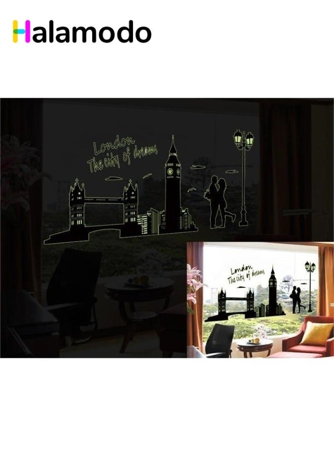 HALAMODO London Luminous Removable PVC Creative Combination Stickers Study Bedroom Living Room Beautification Decorative Wall Stickers - Image 3
