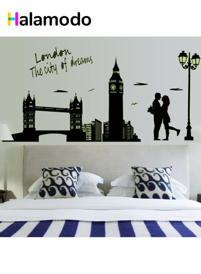 HALAMODO London Luminous Removable PVC Creative Combination Stickers Study Bedroom Living Room Beautification Decorative Wall Stickers - Image 1