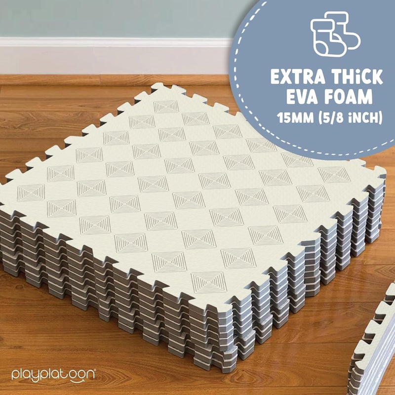 Play Platoon Large Kids Mats for Floors, 9 Tile 72 x 72 inch, Extra-Thick Interlocking Tiles, 24 x 24 in. Puzzle Mat Pieces with Border, Non-Toxic, Neutral Playmat Rug for Toddlers & Children - Image 4