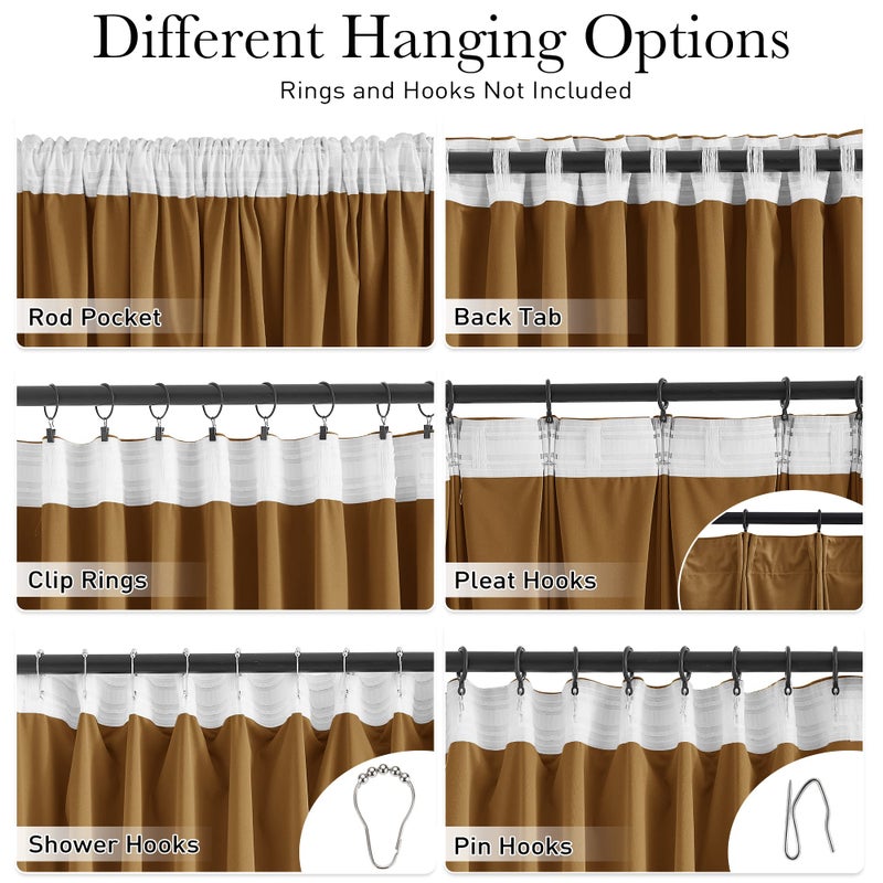 StangH Gold Brown Velvet Curtains 90 inches Long - Classic Traditional Home Decor for Bedroom/Living Room Thermal Insulated Blackout Vintage Drapes for Cottage/Farmhouse/Cabin, W52 x L90, 2 Panels - Image 4