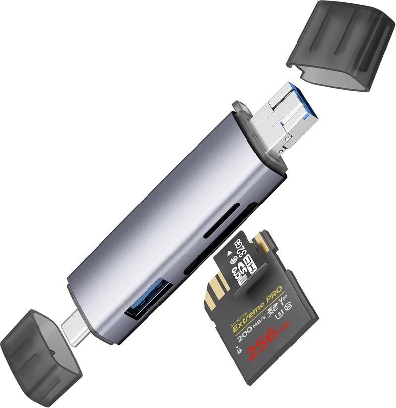 ديمارك قارئ بطاقات SD، محول USB 3.0/USB-C ثنائي المقبس لنقل البيانات عالي السرعة - Image 1