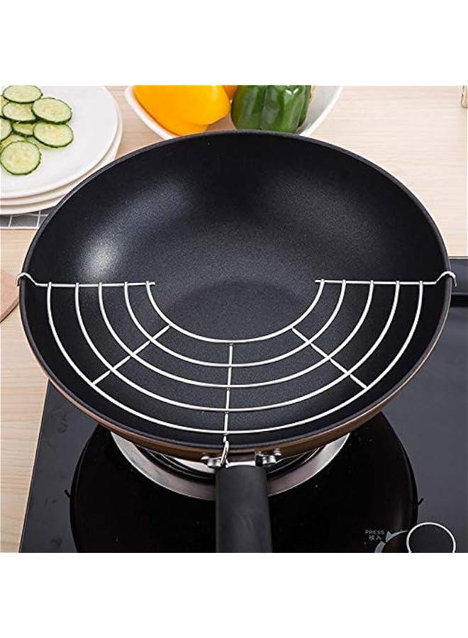 2PCS Stainless Steel Wok Shelf, Kitchen Wok Fry Pan Pot Stainless Steel Shelf Food Cooling Rack Semi circle Fried Food Strainers Cooling Racks Shelves for Kitchen(L) - Image 3