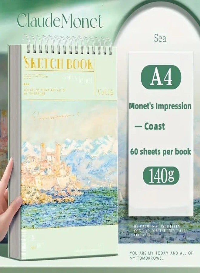 BlackZone A4 Sketching Book for Artist, A4 Thickened Sketchpad for Artist 60 Sheet, Students Hand-Painted Colored Lead Picture Album Sketch Book for Painting, Drawing, Art & Craft Work (Sea Green) - Image 2