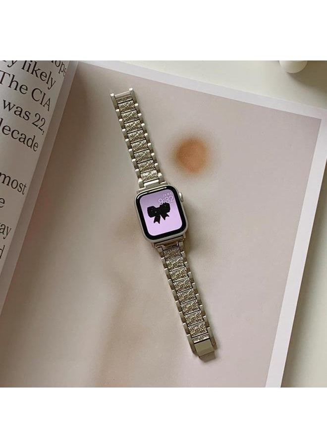 ماركة غير محددة - حزام ساعة ألماس بحافة رفيعة فاخرة وخفيفة الوزن لهاتف HuaweiGT4watch43GT21GT3pro Summer-اللون: كامل الماس-فضي-المواصفات: لواجهة HuaweiWatch4pro-22 مم - Image 1
