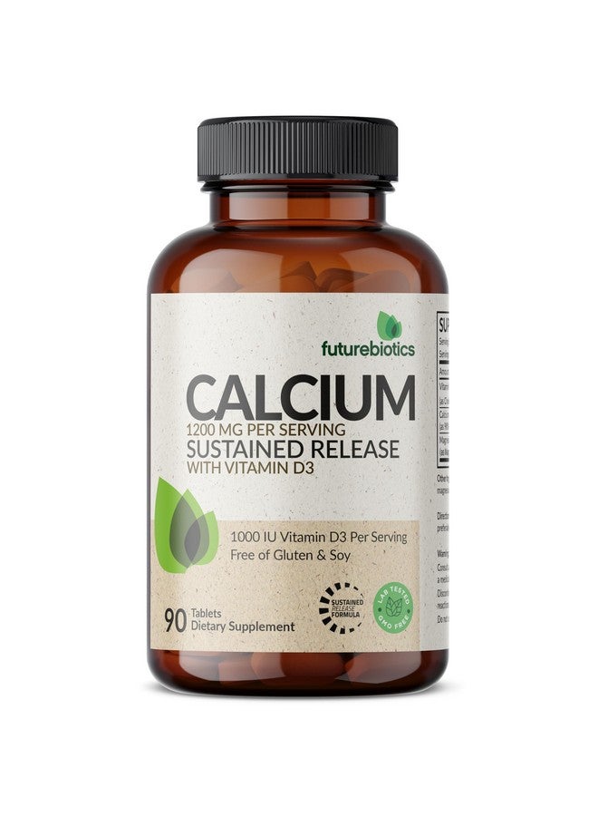 Futurebiotics Calcium 1200 MG Per Serving Sustained Release with Vitamin D3 1000 IU Per Serving Non-GMO, 90 Vegetarian Tablets - Image 1