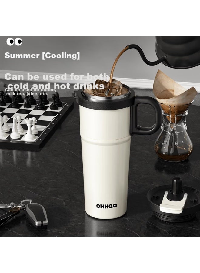 Ohhaa Insulated Mug Large Capacity Straw For Men And Women Stylish Office Car Portable Ice Coffee Cup Birthday Gift - Image 3