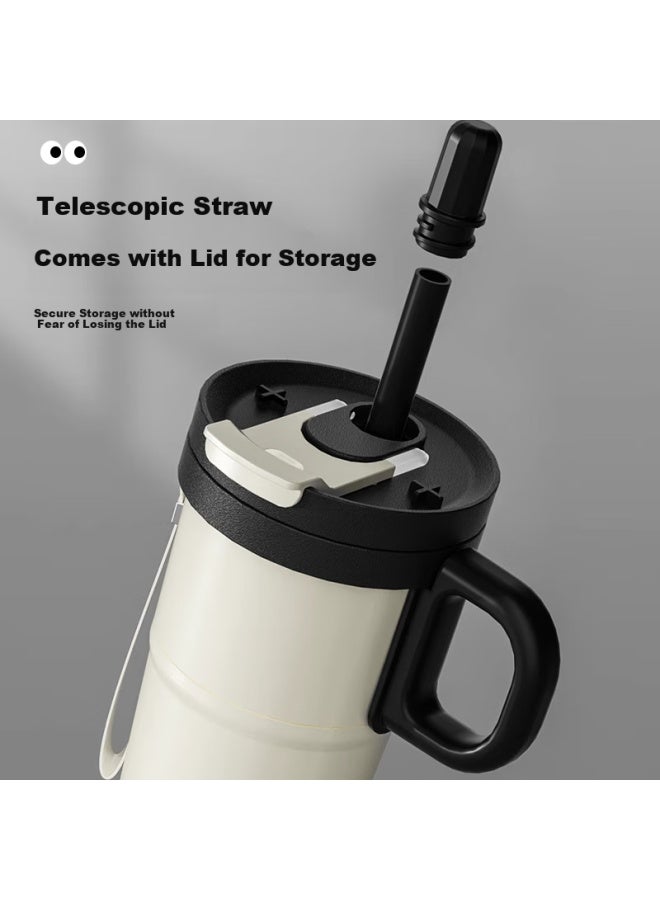 Ohhaa Insulated Mug Large Capacity Straw For Men And Women Stylish Office Car Portable Ice Coffee Cup Birthday Gift - Image 2